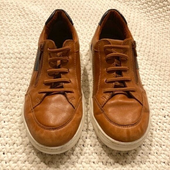 Flat Ltd. Boys' Cameron Brown Leather Zip Oxford Sneaker -  Size 3M - Picture 2 of 9